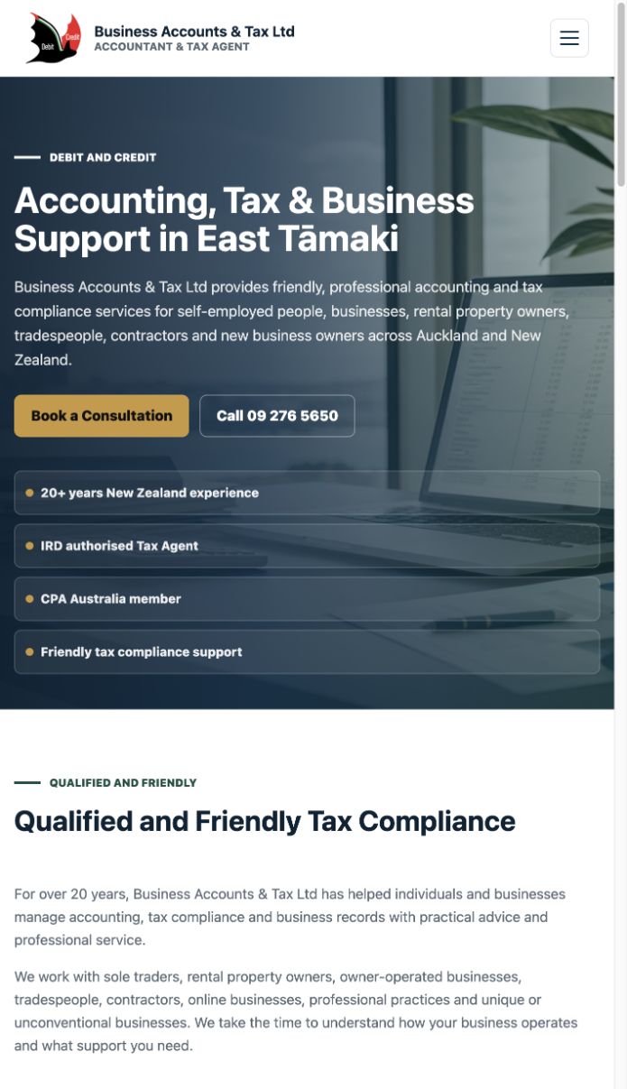 Business Accounts & Tax Ltd website design preview