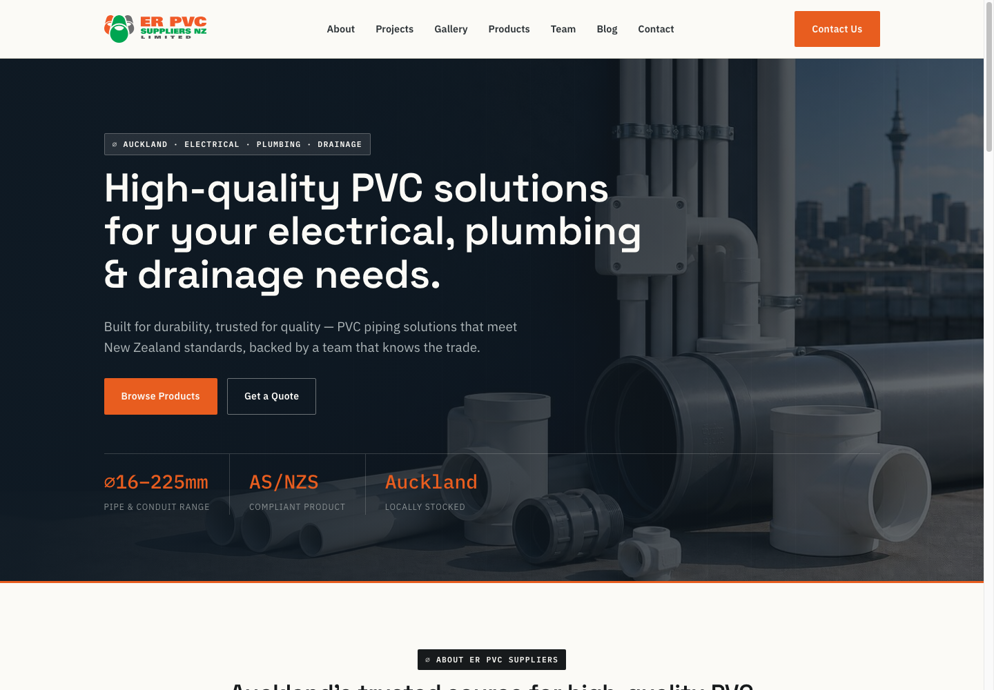ER PVC Suppliers NZ website design preview