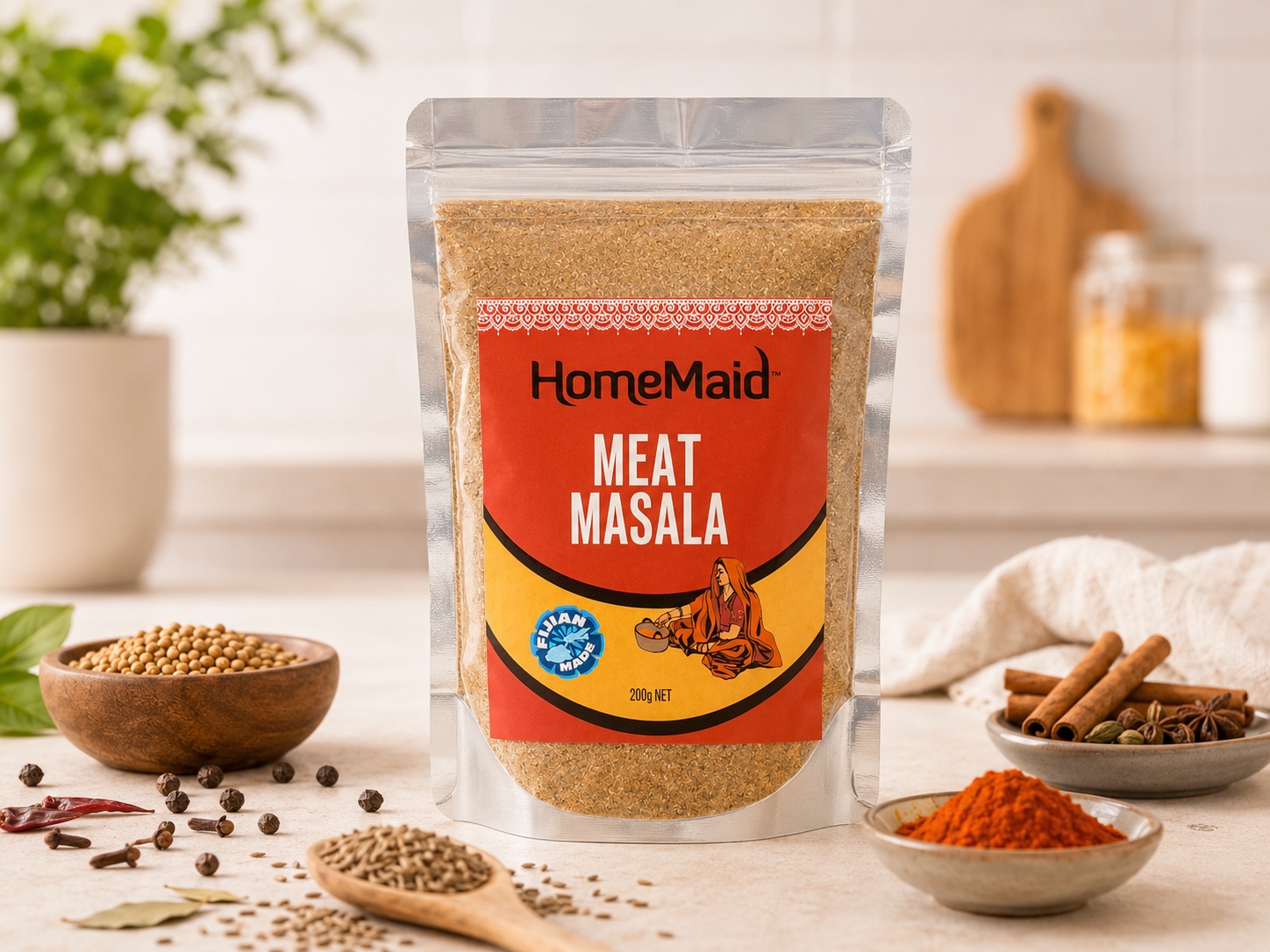 HomeMaid meat masala stand-up pouch packaging