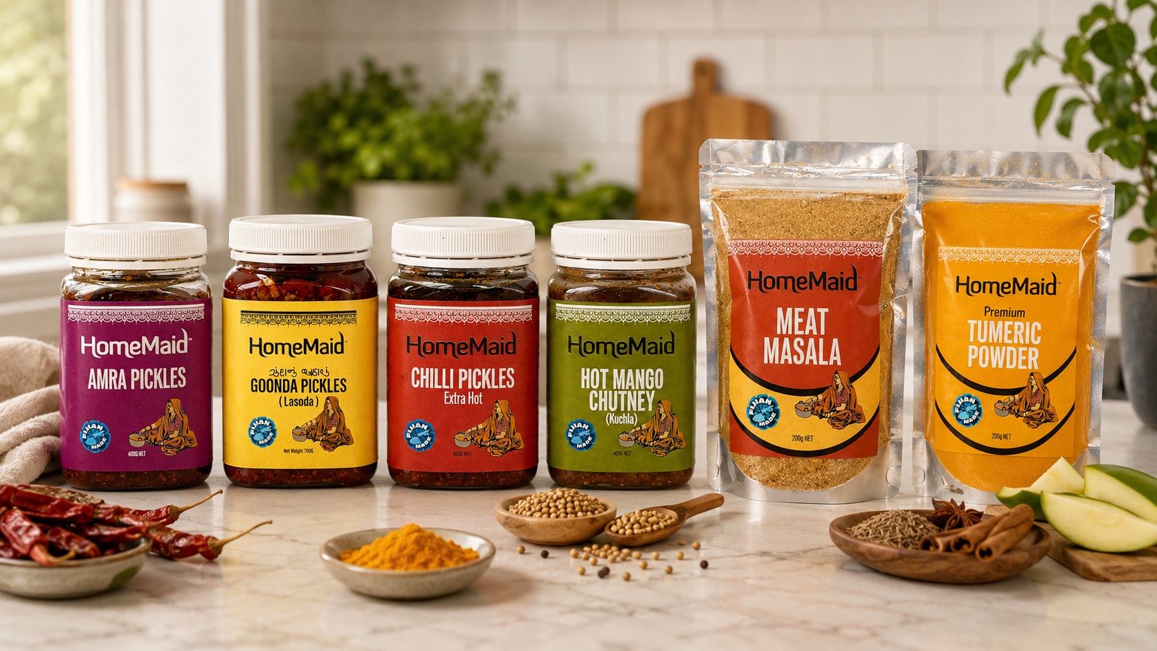 HomeMaid pickle, chutney, spice and masala packaging range