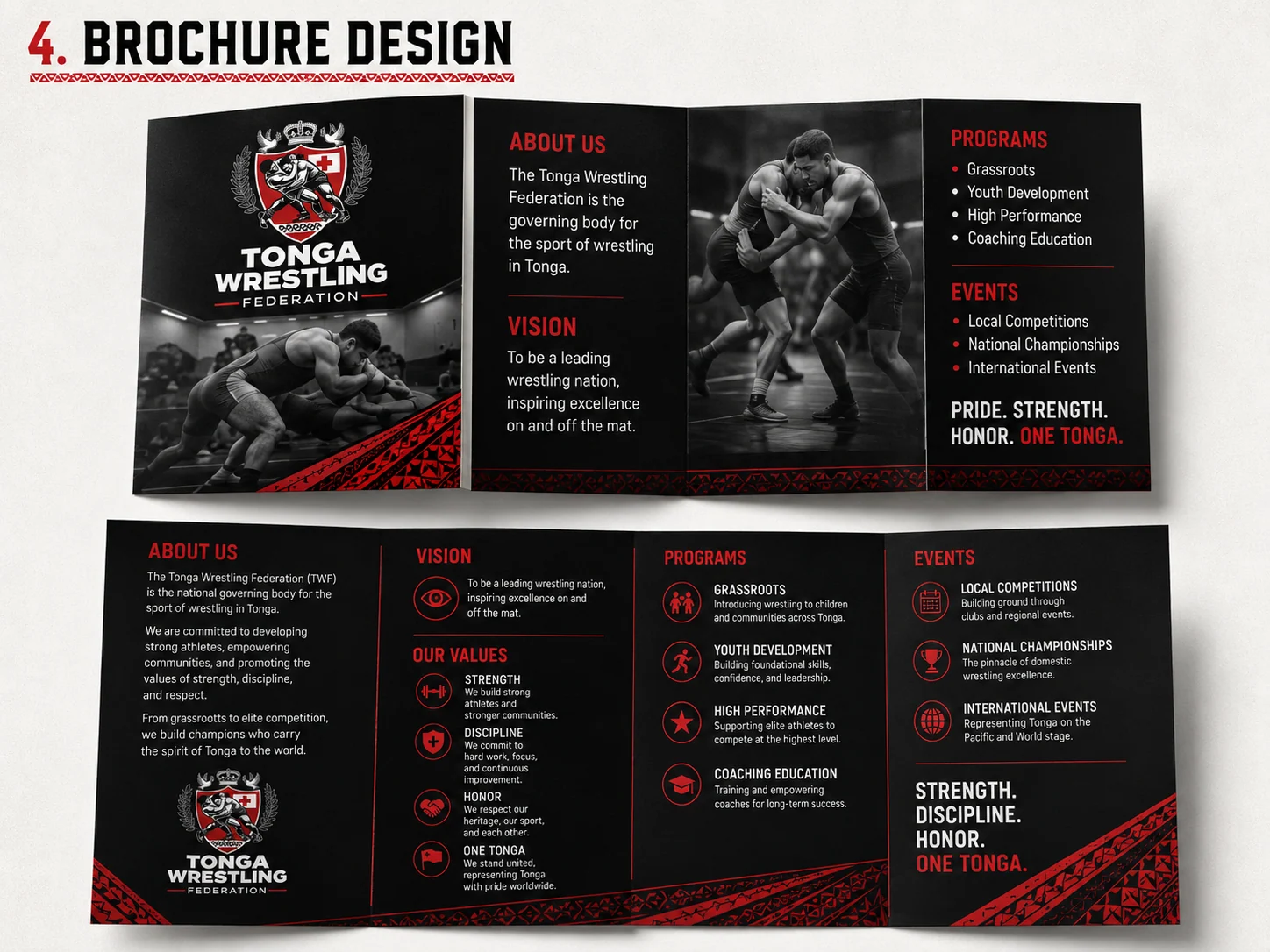 Tonga Wrestling Federation brochure design concept