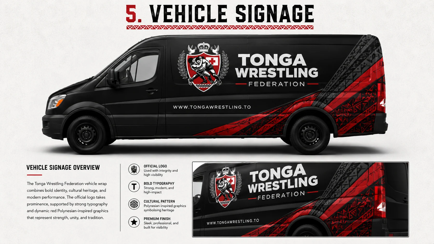 Tonga Wrestling Federation vehicle signage concept