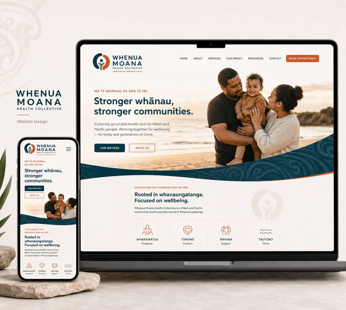 Whenua Moana Health Collective responsive website design by Vivid Icon