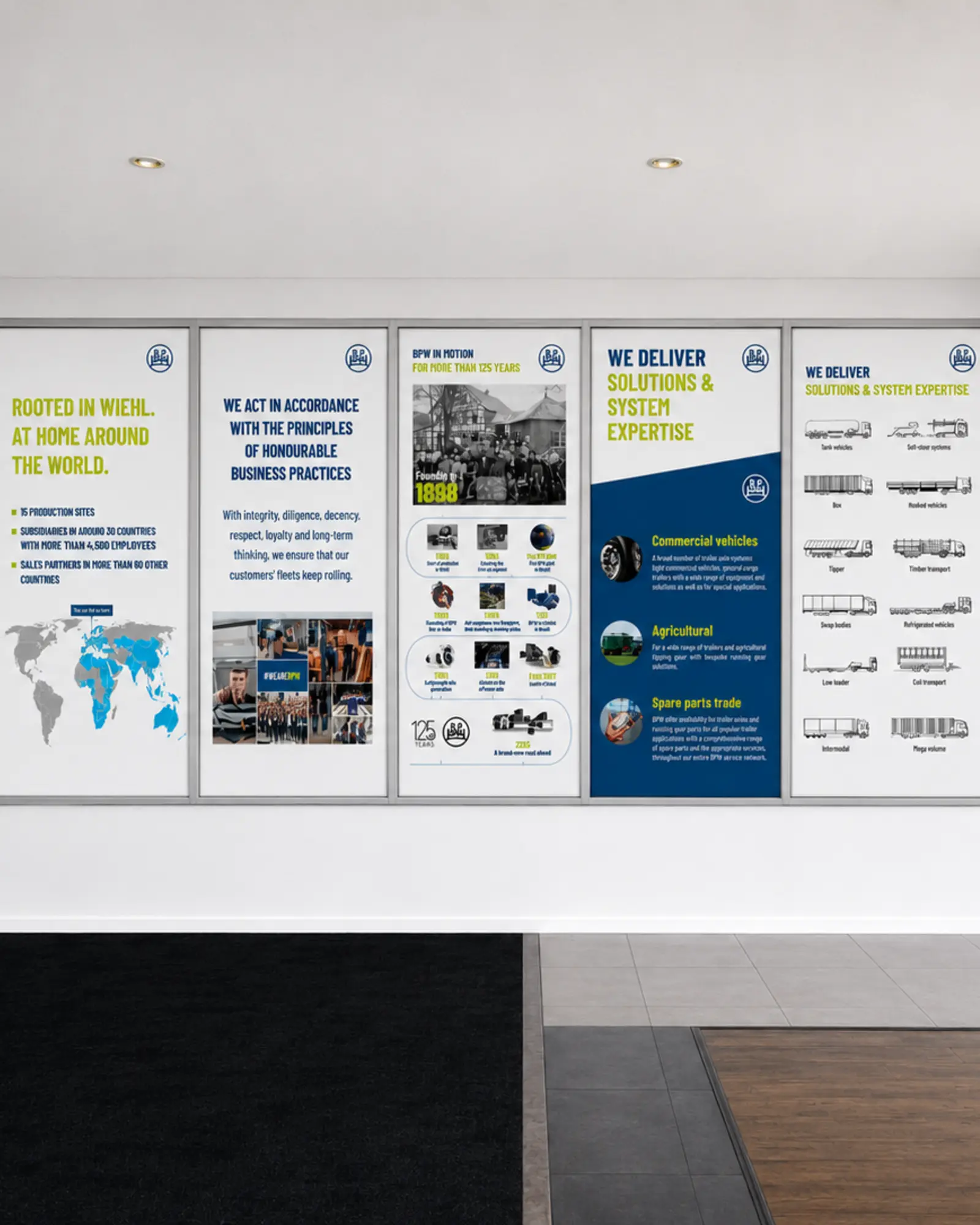 BPW New Zealand identity applied across branded interior graphics