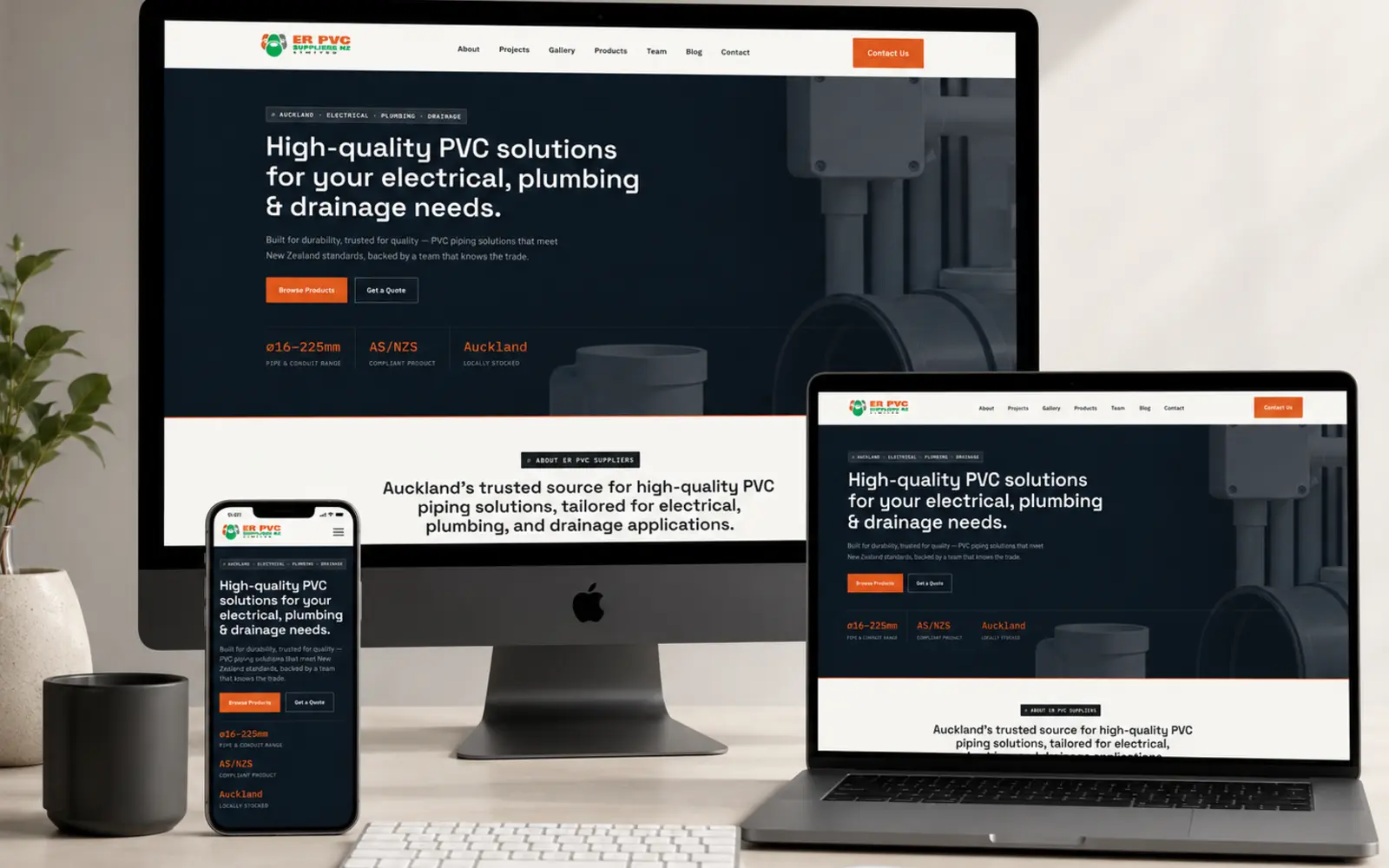 ER PVC Suppliers product catalogue website on desktop, laptop and mobile
