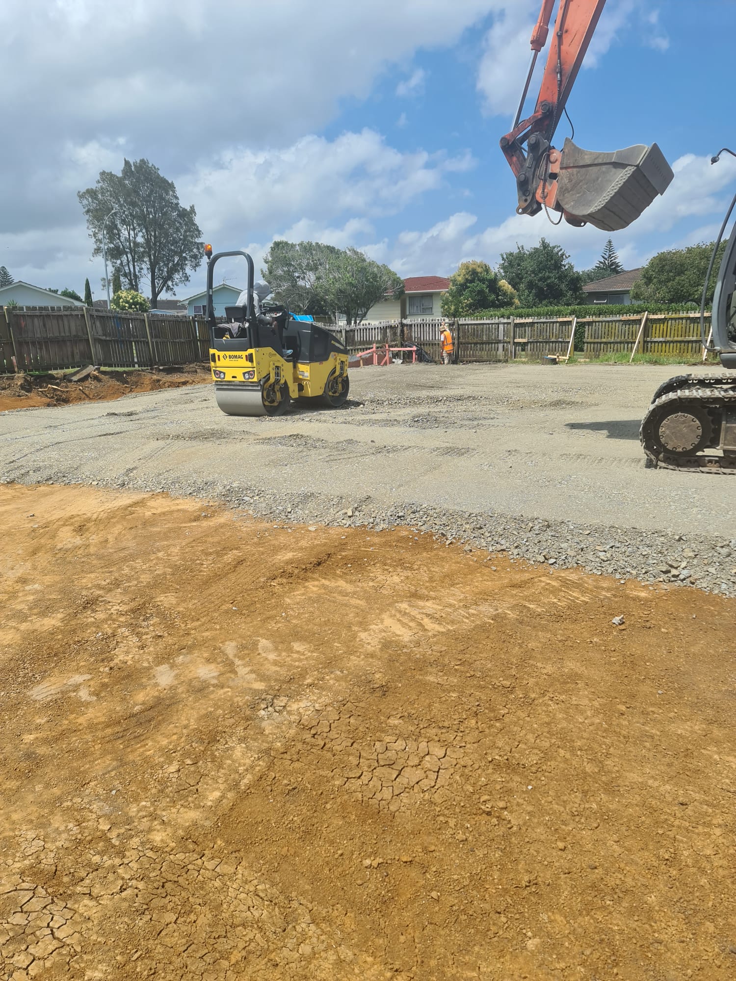 Compacted base preparation for roadworks and carpark access